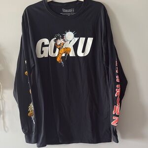 Dragon Ball Z Black Long Sleeve Tee goku design on front and sleeves NWOT cotton